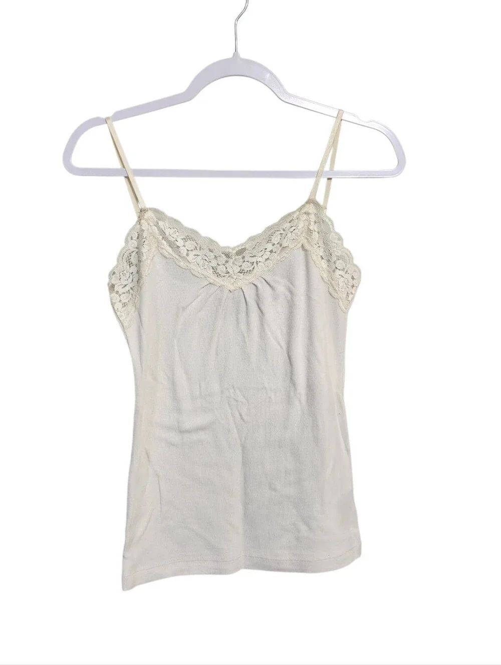 Vintage Y2k Worthington Cami Top M Ribbed Lace